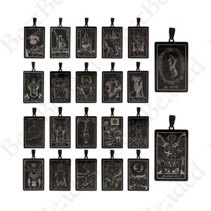 Versilberte Tarot Karte Charm,Edelstahl Tarot Karte Anhänger für personalisierte Schmuckherstellung 24x46mm