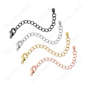 Adjustable Gold Plated Extension Chain,DIY Bracelet/Necklace Extender with Lobster Claw for Jewelry Making Supplies
