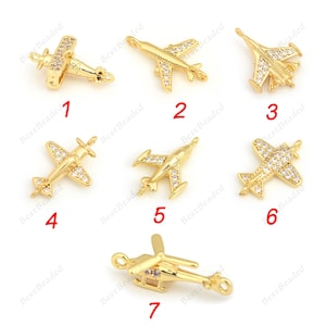 Cubic CZ Airplane Charms,Multi-style Plane Pendants,for DIY Unique Jewelry Making Supplies 2Pcs