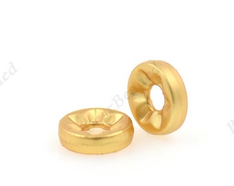 Matte Gold Brass Spacer Beads,8mm Flat Round Beaded Charm for Unique Jewelry Making 8x2mm