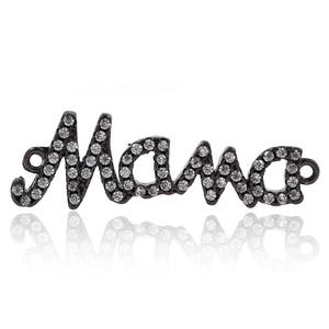 Pulsera de mamá / collar conector metal pave CZ colgante de encanto para joyería haciendo regalo madre 30x9mm 1pcs Black