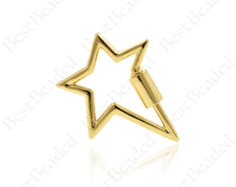 Gold Lucky Star Carabiner Clasp,Brass Metal Screw Clasp,DIY Jewelry Clasp Findings 22x28mm