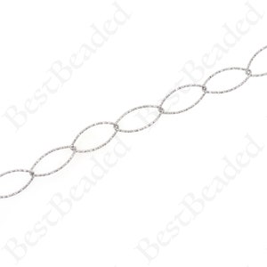 Stainless Steel Oval Chain,Welded Chain,Silver Textured Chain,DIY Jewelry Bracelet Necklace 20x10mm