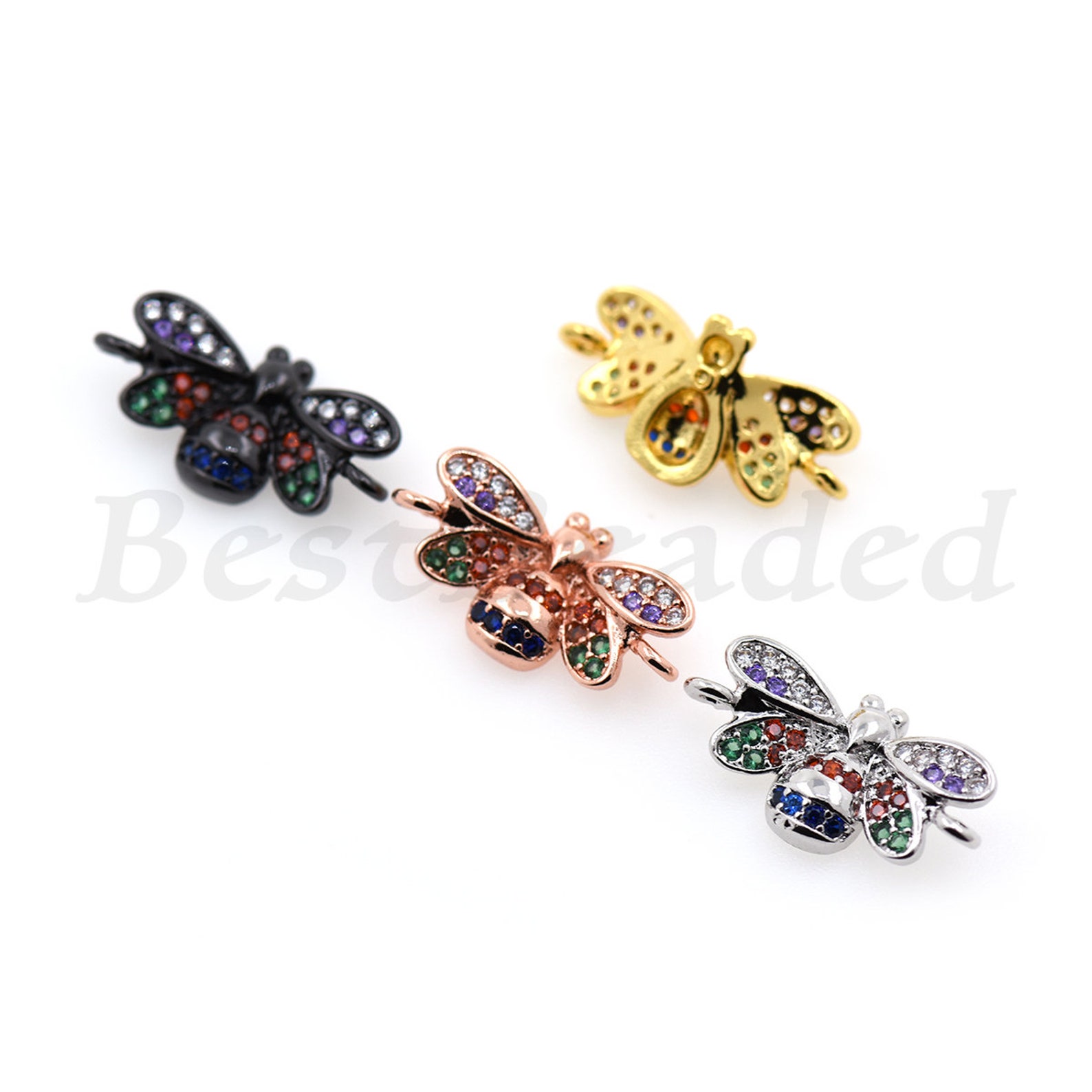 Bee Connector/linkmicro Pave Multi-color Cubic Zirconia - Etsy