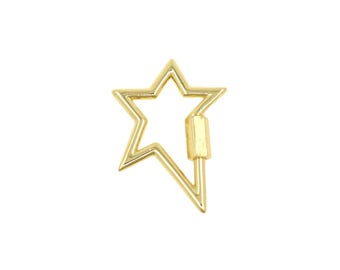 Star Shaped Screw Lock Clasp in 18K Gold Filled With Twist Closure for DIY Necklaces and Keychains 20.9x28.4mm