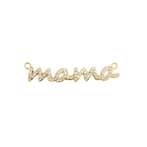 Colgante de oro con la frase "MAMA" y adornos de circonitas - Joya romántica DIY, 8,7 x 41,9 mm