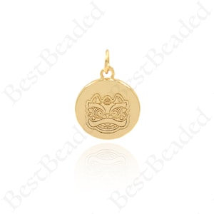 Ciondolo collana zodiaco oro, ciondolo costellazione tondo micro pavé, accessori per creazione di gioielli personalizzati 13,5 mm