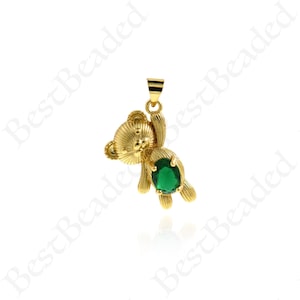 Shiny Gold Plated Mini Bear Charm, Gold Bear Charm, Small Bear Pendant, Animal Charm