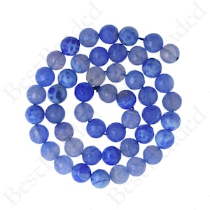 Perle di agata blu, perle rotonde lisce di pietre preziose naturali, perle belle, perle di grande qualità
