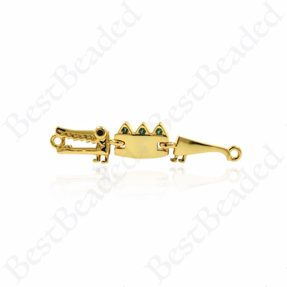Cute Crocodile Connector Charm,Gator Animal Necklace Pendant,Handmade Supplies 31x6mm