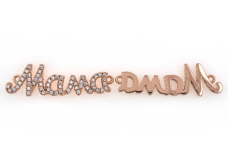 Pulsera de mamá / collar conector metal pave CZ colgante de encanto para joyería haciendo regalo madre 30x9mm 1pcs imagen 5