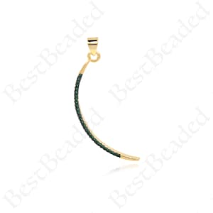 18K Gold Plated Diamond Moon Charm, Moon Necklace Pendant for DIY Jewelry Making, 38x1.5mm