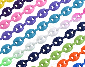 Enamel Oval Mariner Chain,Half-finished Colorful Anchor Chain Link for Personalized Jewelry Making Supply 10.5x13mm