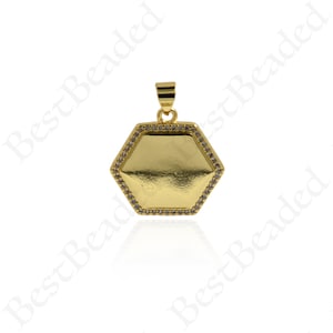 18K Minimalist Micropave Hexagon Pendant-Hexagonal Star Charm-DIY Jewelry Accessories