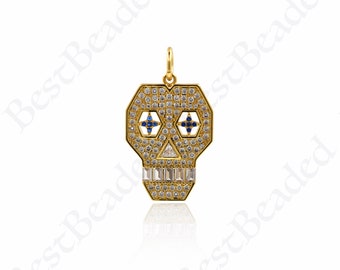 Gold Filled Skull Head Charms,Large Skull Necklace Pendant,DIY Jewelry Making Findings 18x27mm