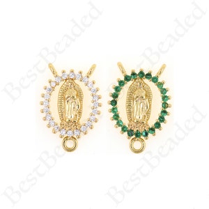 Sea Shell Virgin Mary Connectors,18k Gold Filled Lady Guadalupe Charms,DIY Jewelry Findings 17x12mm