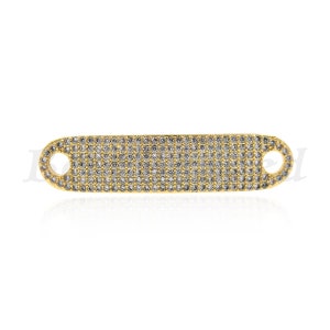 Rectangle Connector,Micro Pave CZ/Cubic Zirconia Long Bar Pendant for DIY Jewelry Making Supplies 40x9mm 2Pcs
