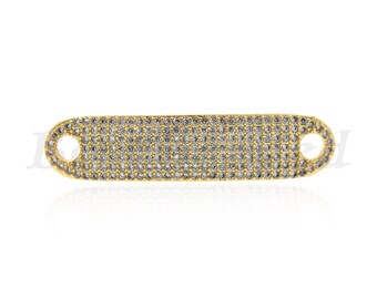 Rectangle Connector,Micro Pave CZ/Cubic Zirconia Long Bar Pendant for DIY Jewelry Making Supplies 40x9mm 2Pcs