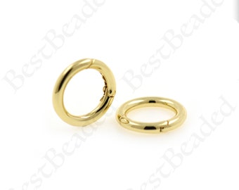 Round Spring Carabiner Clasp,18K Gold Jewelry Clasp,DIY Original Handmade Supplies 15x20mm