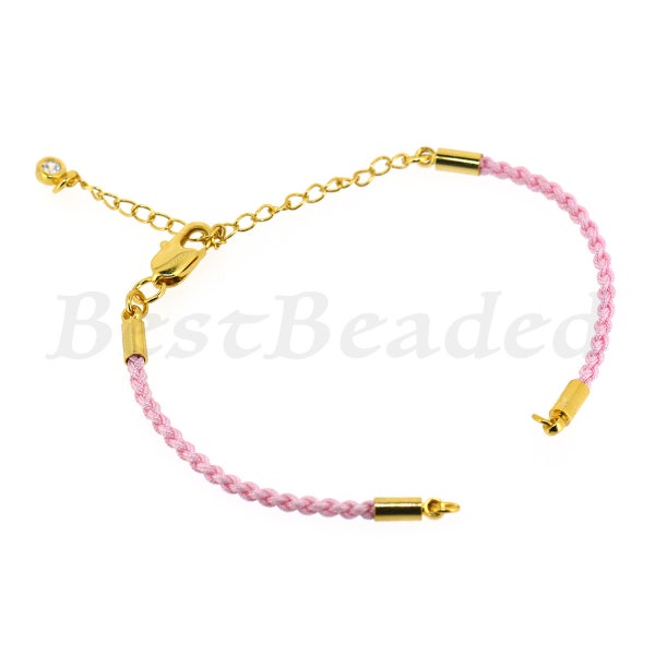 Adjustable Cord Bracelet,Half Finished Connector with Lobster Clasp/Extension Chain for Jewelry Making Findings 10Pcs