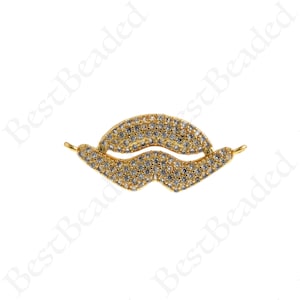 Clear CZ Pave Lips Connector Links,18k Gold Filled Mouth Lips Charm,DIY Bracelet Necklace Making Accessories 31x13.5mm