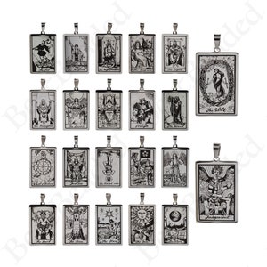 Collana con ciondolo a forma di carta dei tarocchi in acciaio inossidabile, graziosi ciondoli per gioielli con tarocchi, accessori per gioielli originali fai da te 24x46mm