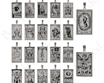 Stainless Steel Tarot Card Necklace Pendant,Dainty Tarot Jewelry Charms,DIY Original Jewelry Accessories 24x46mm