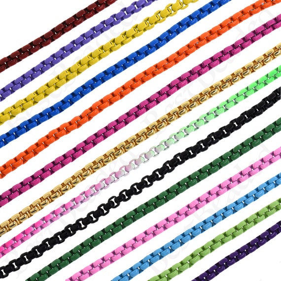 Colorful Enamel Box Chain Necklacehalf 