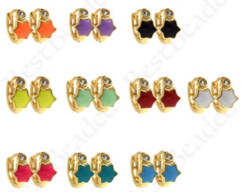 Colorful Neon Enamel Star Huggie Earrings,18k Gold Filled Hoope Earring,DIY Women's Jewelry Making Supplies 13x7mm