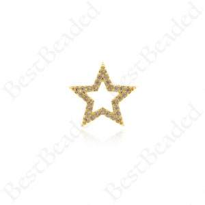 18K Gold Filled North Star Pendant,CZ Micro Pave Five Pointed Charm,Celestial Pendant,DIY Jewelry Accessories, 13x13mm