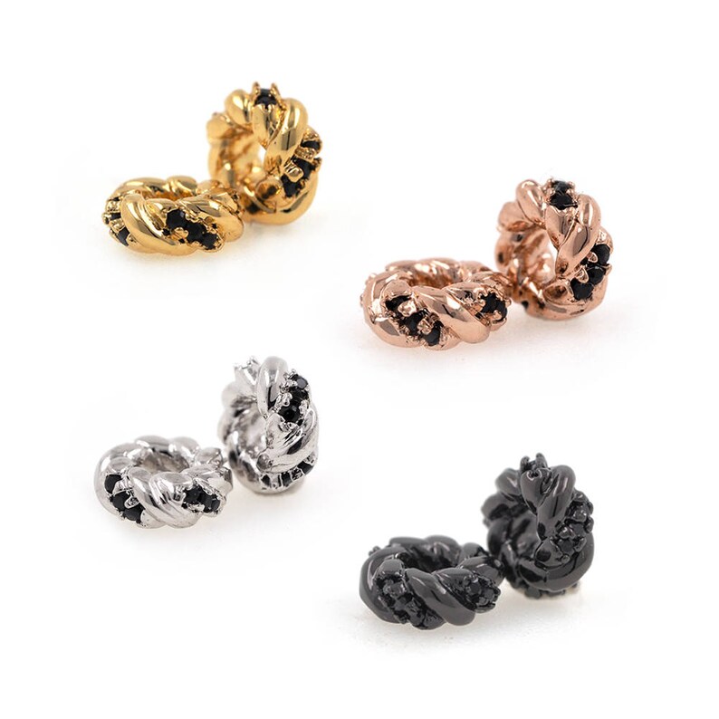 Micro Pave Black CZ Round Spacer Beads for DIY Bracelet Charms Jewelry Handmade 7mm 1PCS