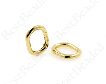18K Gold Spring Carabiner Clasp,Oval Shape Spring Clasp,Personalized Handmade Accessories 15x20mm