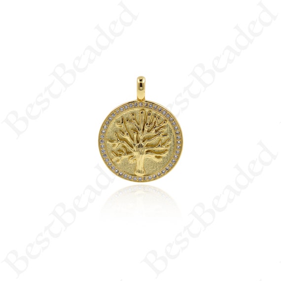 Tree of Life Necklace Pendant,18K Gold Yggdrasil Charm for DIY Jewelry  Making Supplies 22x28mm