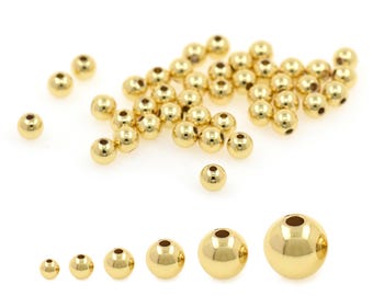 Smooth 18K Gold Filled Spacer Beads,Loose Seamless Beads,Round Ball Spacers for Minimalist Necklace/Bracelet Jewelry Making 100Pcs