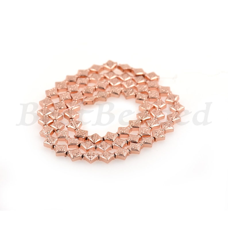 Rhombus Hematite Beads,Carved Leaf Beads,Gold,Silver Beads,Healing Beads,Natural Hematite Beads 5.9x5.8mm