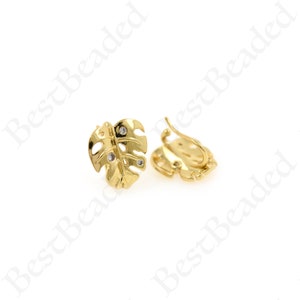 Minimalist Leaf Huggie Earrings,Tropical plant Leaf earring Nature inspired floral leaves Hook earrings,DIY jewelry supplies 13x14mm