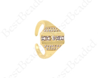 Gold Chunky Ring,Multicolor Gemstone Ring,Adjustable Ring,Fashion Engagement Ring 22x14mm