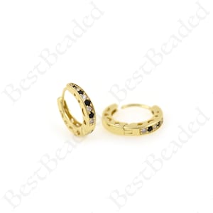 Minimalist Style Delicate Earrings,Micropavé CZ Colored Diamond Earrings,Geometric Earrings 16x2.9mm