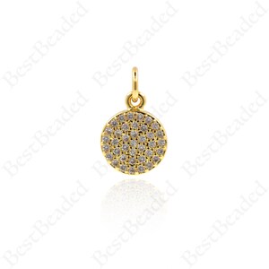 Gold Plated Round Disc Pendant,DIY Handmade Accessories,Bracelet/Necklace Charms 9x12mm