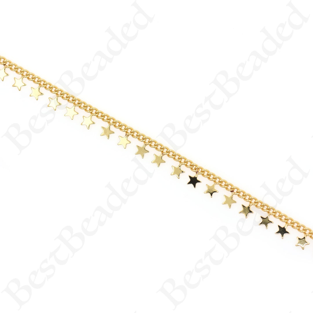 Star Chain Design Simple Gold Plated Brass Star Chain, DIY Bracelet Necklace Making ...