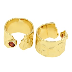 Organic 18K Plated Gold Rings for Women, Unique Ring Gold Hammered Ring, Minimalist Textured Ring,Gold Stacking Ring,22.5x15mm