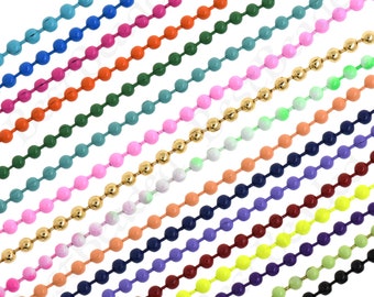 Colorful Enamel Ball Bead Chain,Half-finished Bead Chain Necklace,DIY Simple Jewelry Accessories 2.4mm/3.2mm 1 Meter