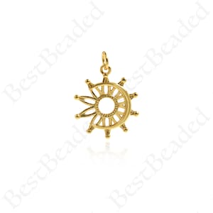 Dainty Hollow Sun and Moon Pendant,18k Gold Filled Celestial Jewelry Findings,DIY Handmade Making Supplies 20x17mm