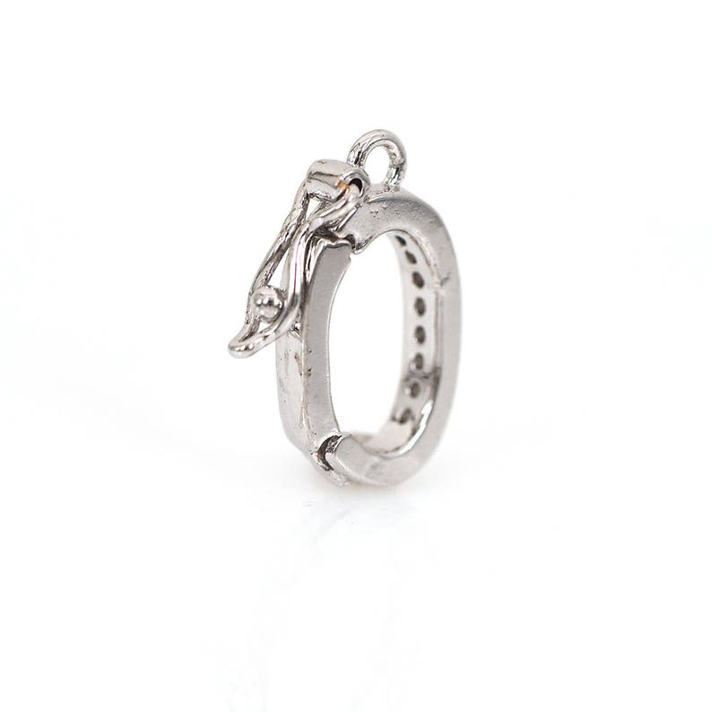 Micro Pave CZ Bail Clasp,Bracelet Charms Clasp Beads,Cubic Zirconia for Earring Clasp,DIY Handmade Jewelry 10x14mm Silver