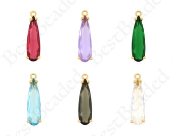 18k Gold Filled Teardrop Hanger, Crystal Drop Shape Charm voor Minimalistische Sieraden Maken 22x6.5mm
