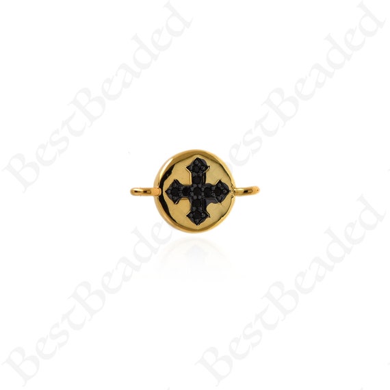 Round Disc Cross Connector,18k Gold Filled Cross Jewelry Findings