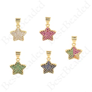 Multicolor Star Pendant,Tiny Pendant Nacklace Jewelry Making,Birthday Gift 14x13mm