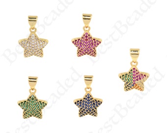 Multicolor Star Pendant,Tiny Pendant Nacklace Jewelry Making,Birthday Gift 14x13mm