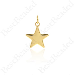 18K Filled Gold Small Star Necklace with Diamonds, Gold Small Star Pendant for Jewelry Crafting, 16x14mm