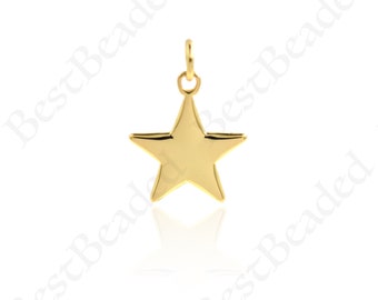 18K Filled Gold Small Star Necklace with Diamonds, Gold Small Star Pendant for Jewelry Crafting, 16x14mm